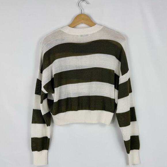 Madewell Sweater Womens Medium White Green Stripe Loose Knit Crewneck - Picture 8 of 14